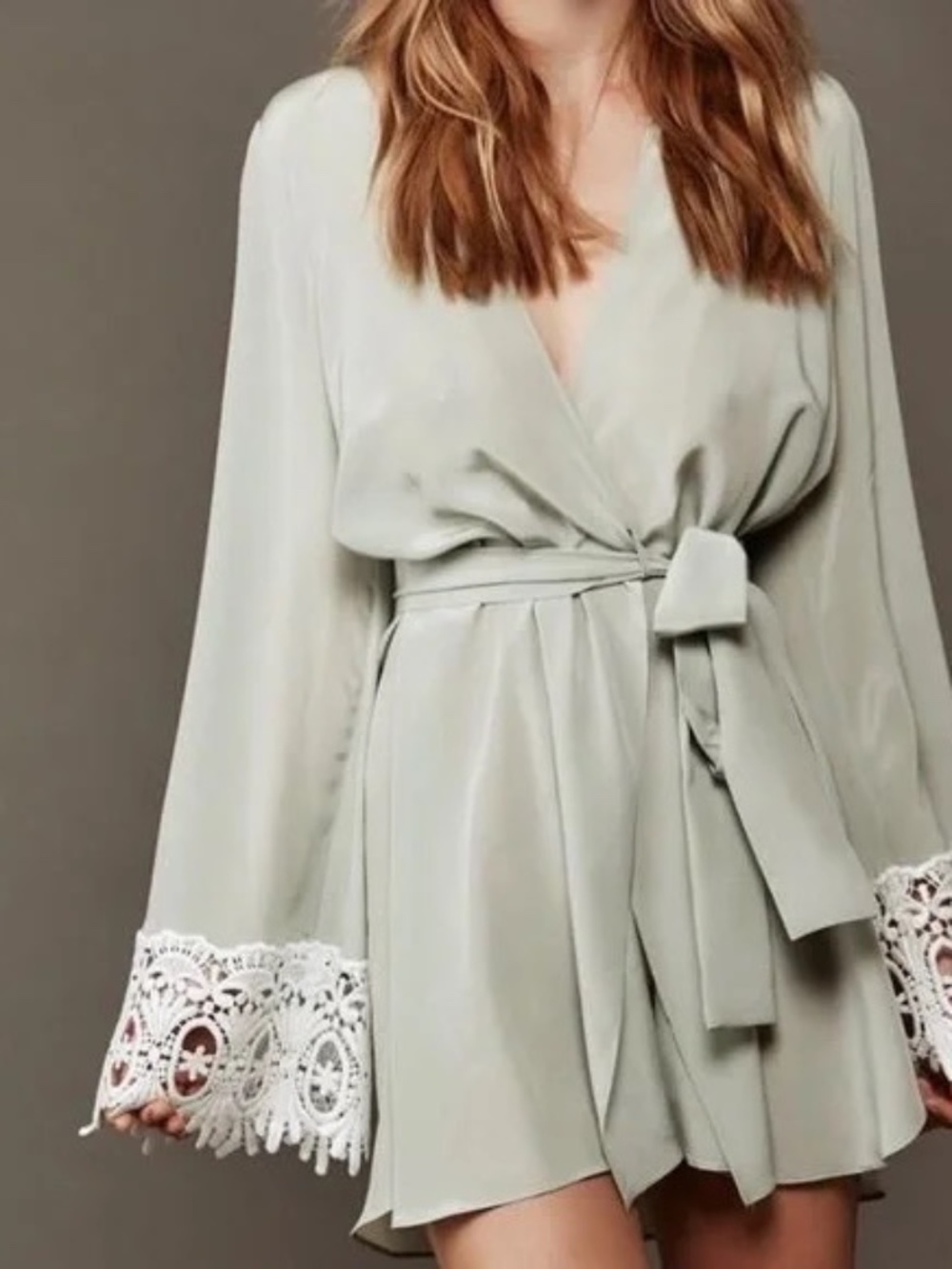 Stone Cold Fox Sage Silk Robe Dress